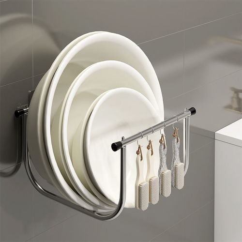 浴室不銹鋼壁掛可折疊臉盆收納掛架浴盆收納架盆架